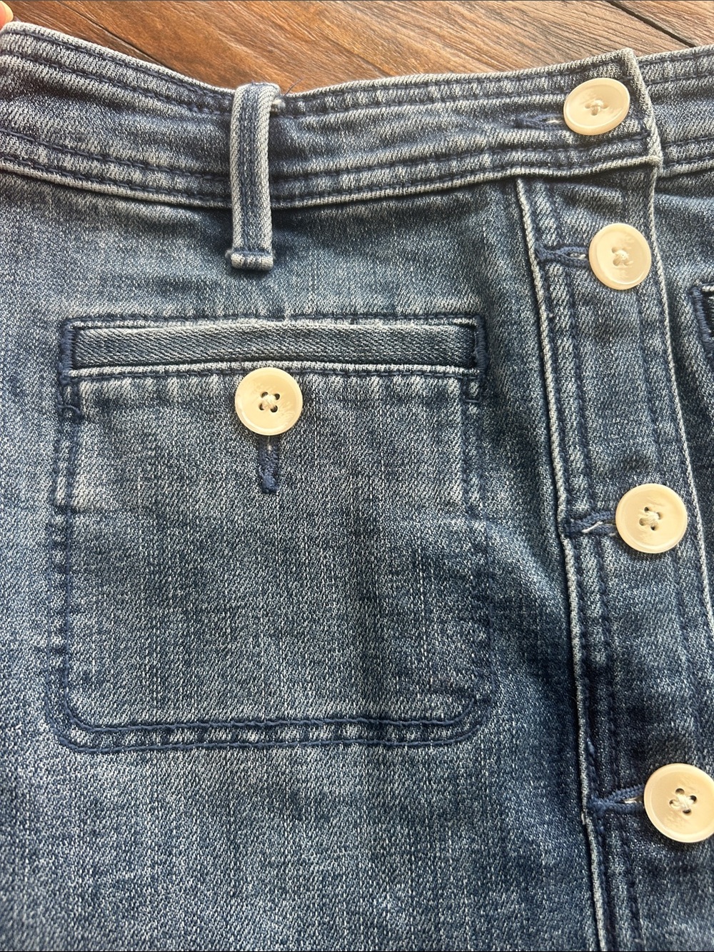 Talbots Medium Blue Denim Button-Front Pencil Skirt - Picture 3 of 4